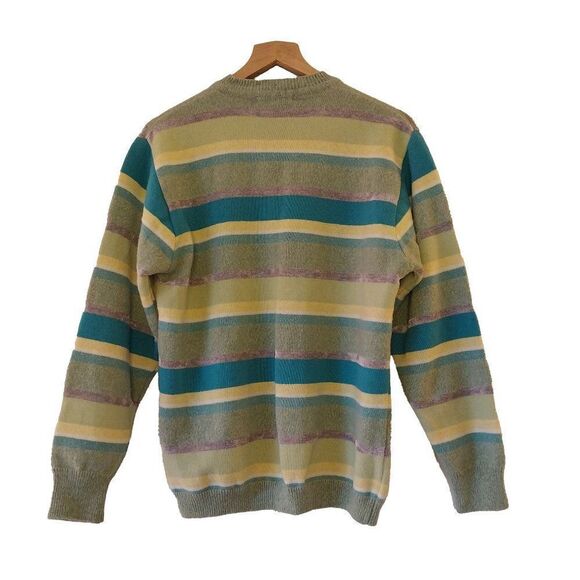 Monte Carlo Mens Striped Sweater Size 42 Green Wool Blend Casual Preppy - Picture 2 of 10